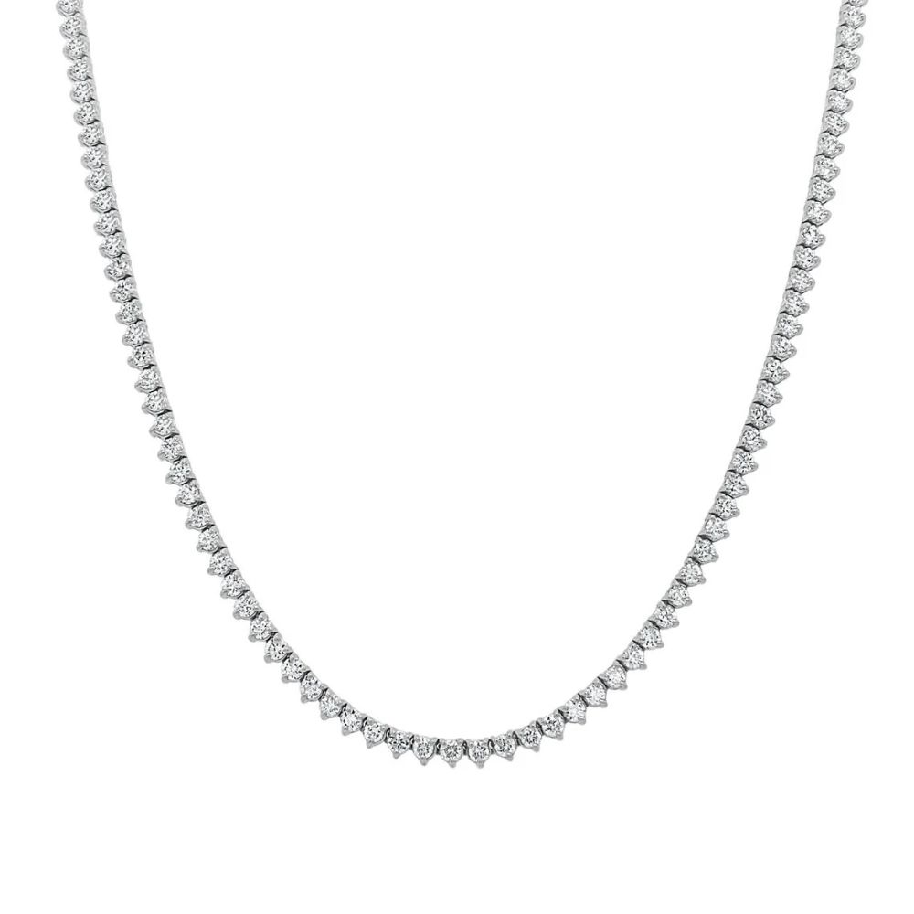 Korman Collection 14k White Gold 3 Prong Diamond Tennis Necklace